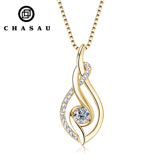 Fine Jewelry Necklaces Moissanite 925 Sterling Silver 4Mm 0.3Ct Moissanite Twist Pendant Necklace for Women