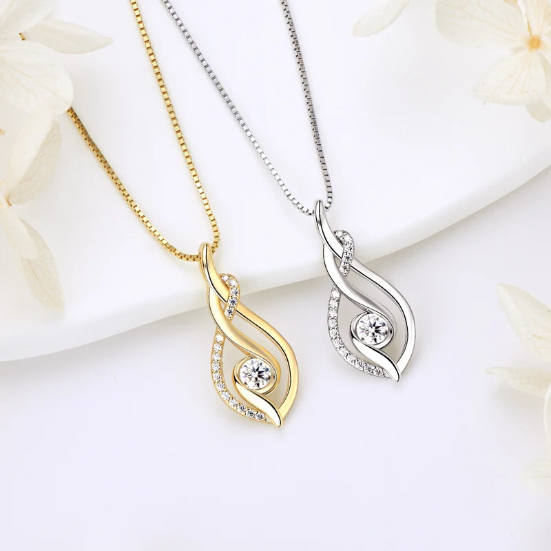 Fine Jewelry Necklaces Moissanite 925 Sterling Silver 4Mm 0.3Ct Moissanite Twist Pendant Necklace for Women